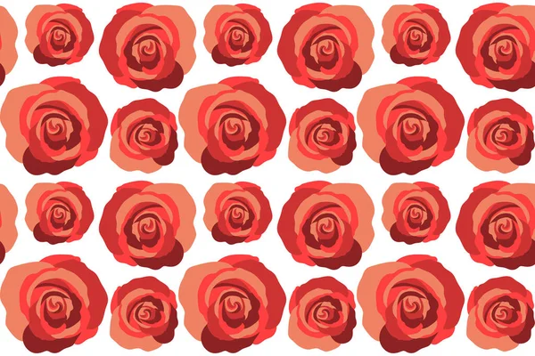 Naturblumen Nahtloses Muster Roten Farben Auf Weißem Hintergrund — Stockfoto