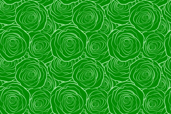 Patrón Monocromo Sin Costuras Con Rosas Verdes Hermoso Patrón Para — Foto de Stock