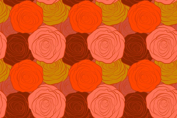 Spring abstract background with red roses. Flower blossom petal blooming illustration. Rose seamless pattern in red colors.