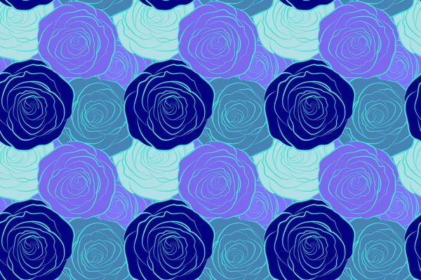 Patrón Floral Sin Costuras Con Rosas Azules Estilizadas Abstractas Patrón —  Fotos de Stock