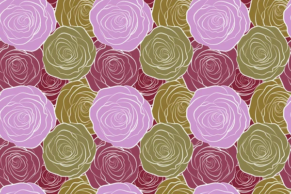 Dibujo Dibujado Mano Patrón Rosa Sin Costura Con Flores —  Fotos de Stock