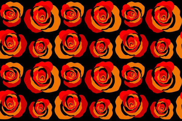 Aquarell Blumenbild Mit Roten Rosenblüten Nahtloses Muster Auf Schwarzem Hintergrund — Stockfoto