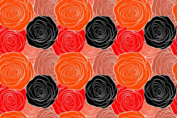 Rosas Colores Rojos Patrón Fondo Sin Costuras Elementos Extraídos Mano —  Fotos de Stock