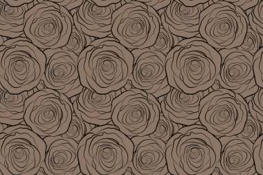 Tek renkli siluet. Kahverengi çiçeksiz desen.