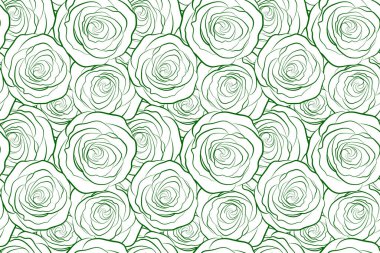 Moda olmayan çiçek deseni. Yeşil gül silueti.