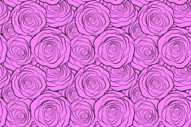 Soyut biçimlendirilmiş pembe gül silueti, tek renkli desenli kusursuz çiçek deseni..