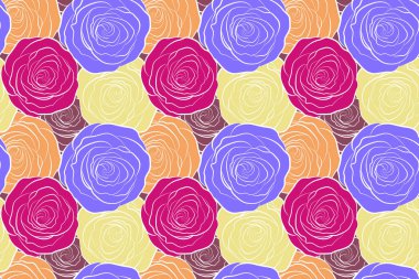 Moda olmayan çiçek deseni. Şekil verilmiş el çizimi güller.