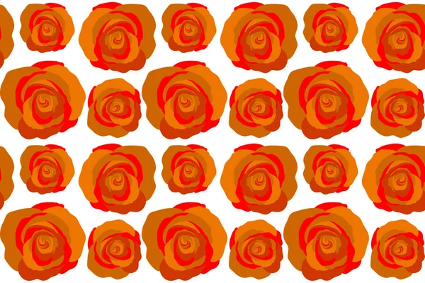 Nahtloses Blumenmuster Mit Orangen Rosen Aquarell Effekt — Stockfoto