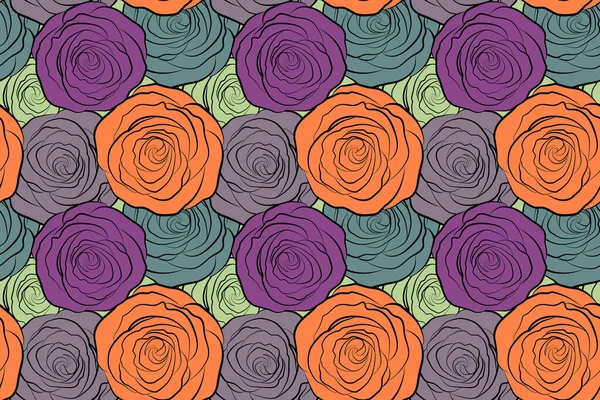 Безшовний Квітковий Візерунок Абстрактними Стилізованими Різнокольоровими Трояндами Візерунок — стокове фото