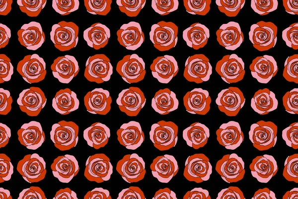 Akvarell Engelska Rosor Sömlösa Mönster Akvarellmålning Med Rosenblommor Orange Och — Stockfoto
