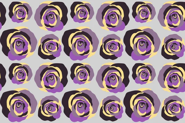 Bezešvé Květinový Vzor Abstraktní Stylizované Vícebarevné Růže Vzor Šedé Backgrond — Stock fotografie