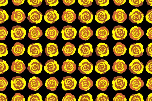 Abstract Brown Yellow English Roses Seamless Pattern — Stock Photo, Image