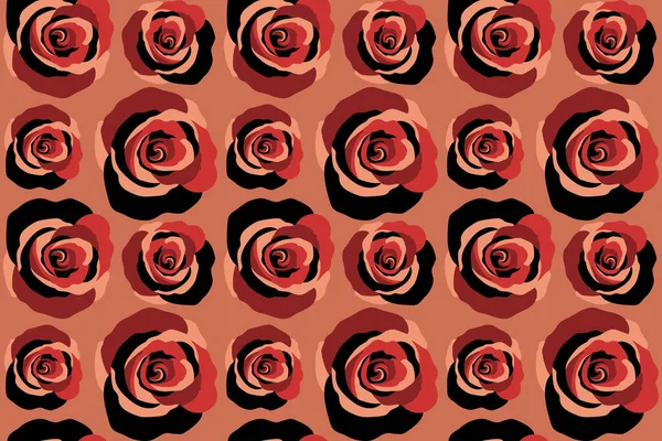 Nahtloses Muster Mit Rosenblüten Florale Illustration Vintage Stil Roter Hintergrund — Stockfoto