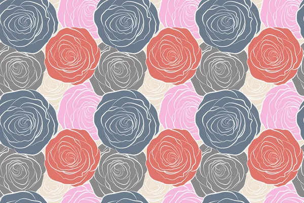 多色のバラの花とシームレスなパターン — ストック写真