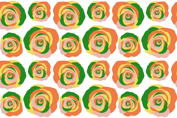 Aquarell Blumenbild Mit Orangefarbenen Rosenblüten Nahtloses Muster Auf Weißem Hintergrund — Stockfoto