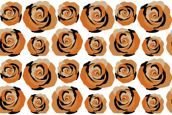Ručně Kreslený Bezešvý Vzor Hnědé Růže Okvětními Lístky Květinové Pozadí — Stock fotografie