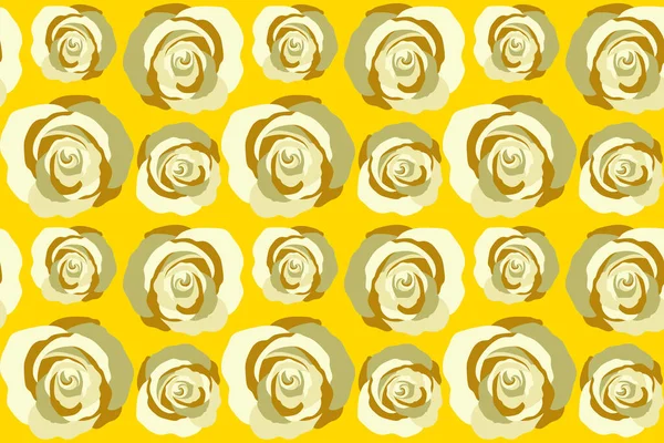 Nahtloses Rosenmuster Mit Skizzenblumen Handgezeichnet Gelber Hintergrund — Stockfoto