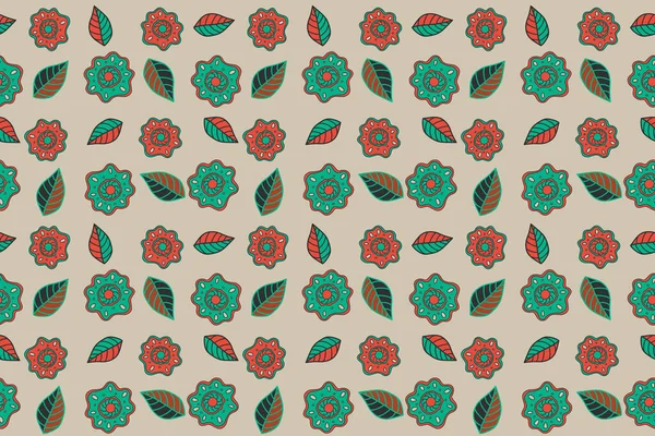 Seamless Pattern Cute Flowers Beige Gray Green Colors — Stock Photo, Image