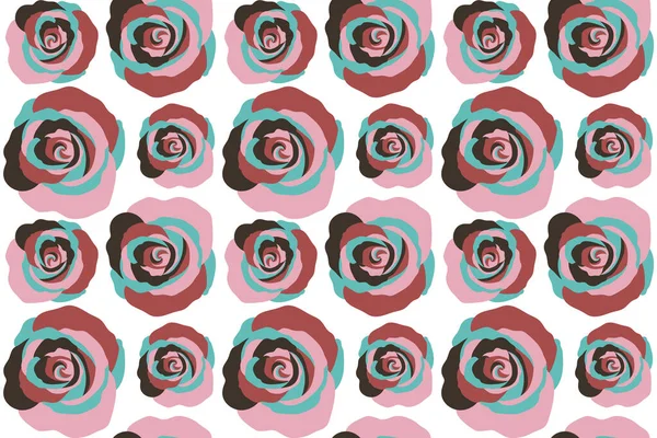 Quadratische Komposition Mit Abstrakten Vintage Rosen Nahtloses Muster Mit Stilisierten — Stockfoto