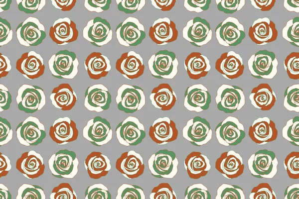 Rose icon. Abstract spring decorative roses seamless pattern in brown, gray and green colors.