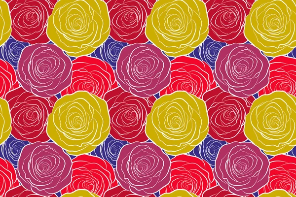 Achtergrond Van Een Multicolor Geschilderde Rozen Bloemen Naadloos Patroon — Stockfoto