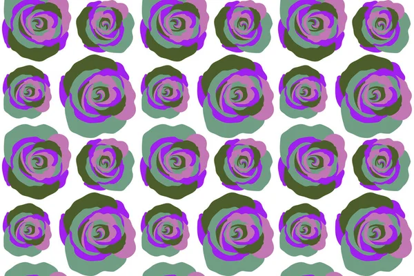 Seamless rose pattern. Sketch with violet flowers. Hand drawn.