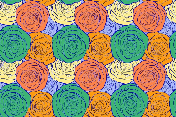 Rózsa Virágok Absztrakt Akvarell Sokszínű Zökkenőmentes Mintát Lehet Használni Mint — Stock Fotó