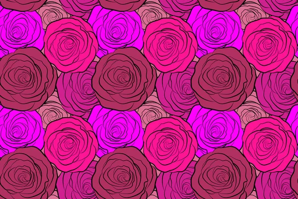 Ročník Akvarel Růže Ručně Kreslené Bezešvé Vzory Abstraktních Purpurových Růží — Stock fotografie