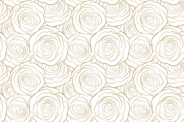Bezešvé Růžové Vzory Skica Hnědými Květy Kreslená Silueta — Stock fotografie
