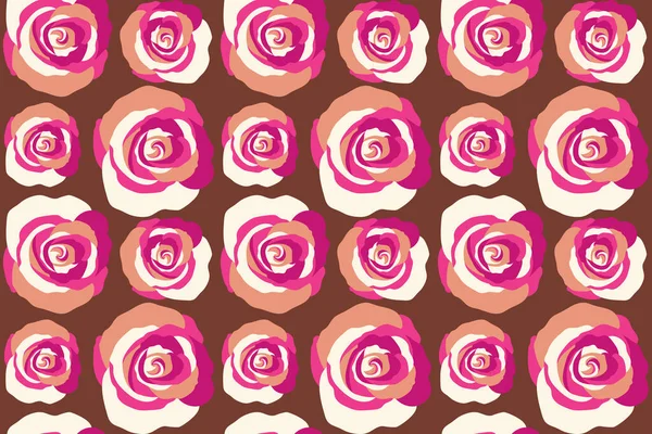 Nahtloses Aquarellmuster Abstrakter Mehrfarbiger Rosenblüten Auf Braunem Hintergrund — Stockfoto