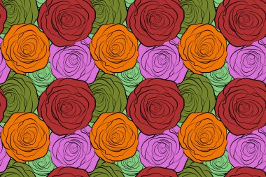 Renkli gül çiçekleriyle kusursuz desen.