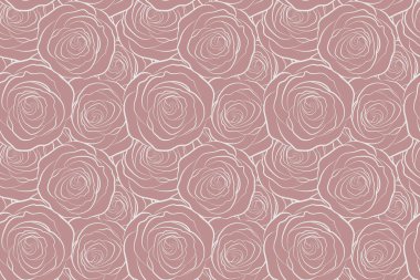 Moda olmayan çiçek deseni. Stilize tek renkli el pembe güller çizdi.