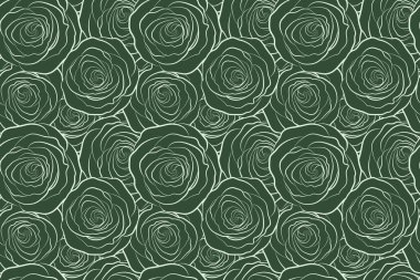 Yeşil gül yaprakları. Tek renkli siluet.