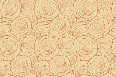 Bej renklerde elle boyanmış bir resim. Tek renkli gül çiçekleri pürüzsüz desen.