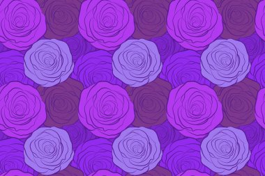 Mor güllerle kusursuz bir desen. Klasik çiçek arkaplanı. Dijital kağıt olarak kullanılabilir, doldurulabilir veya kumaşa yazdırılabilir.