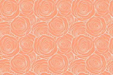 Klasik Monokrom Gülleri (el çizimi). Soyut pembe güllerin kusursuz deseni.