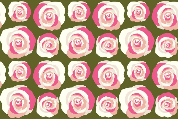 Roses Fabric Embroidery Abstract Seamless Pattern Green Background — Stock Photo, Image