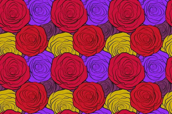 Patrón Floral Sin Costuras Con Rosas Multicolores Estilizadas Abstractas Patrón —  Fotos de Stock