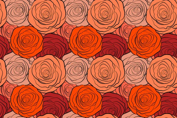 Patrón Sin Costuras Con Rosas Naranjas Diseño Flores Estilo Vintage —  Fotos de Stock