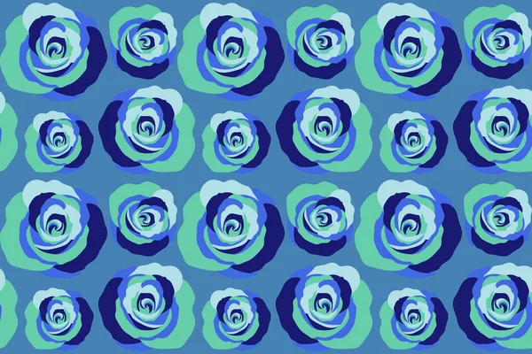 Płynny Wzór Różanymi Kwiatami Kwiatowa Ilustracja Stylu Vintage Niebieskie Tło — Zdjęcie stockowe