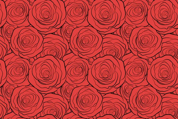 Фон Силуэта Красных Роз Цветочный Бесшовный Рисунок — стоковое фото