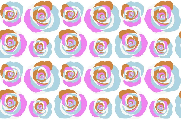 Bouquets Blue Roses White Background Seamless Pattern — Stock Photo, Image