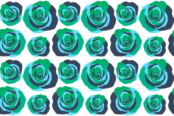 Roses Vertes Sur Blanc Modèle Fond Sans Couture Éléments Tirés — Photo