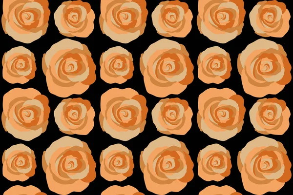 Akvarel Květinový Obraz Hnědými Růžovými Květy Bezešvé Vzor Černém Pozadí — Stock fotografie