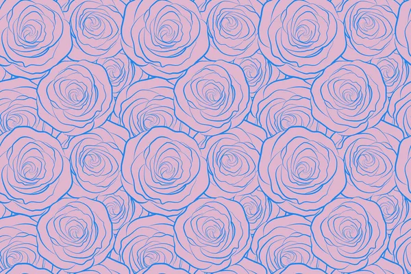 ピンクのバラの花のシルエットとシームレスなパターン ヴィンテージスタイルの花のモノクロームイラスト — ストック写真