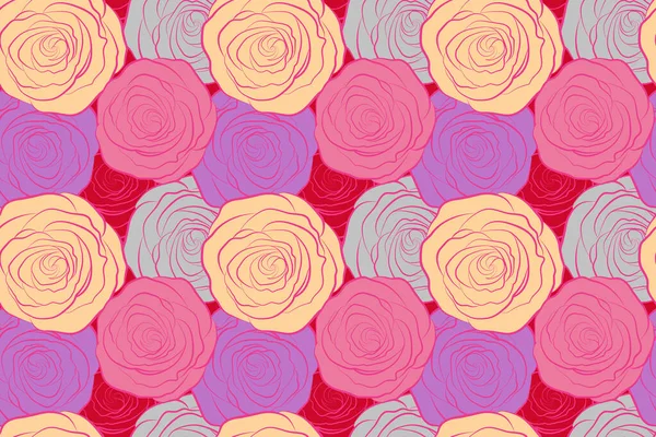 Hermoso Fondo Flores Rosa Rosas Estilizadas Patrón Sin Costura —  Fotos de Stock