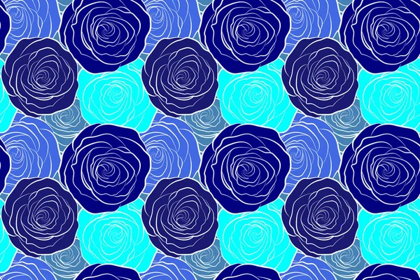 Rosa Acquerello Fiore Illustrazione Modello Senza Cuciture Rose Blu Stilizzate — Foto Stock