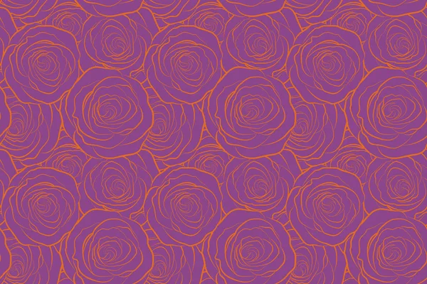 紫罗兰色的复古剪影玫瑰无缝图案 — 图库照片