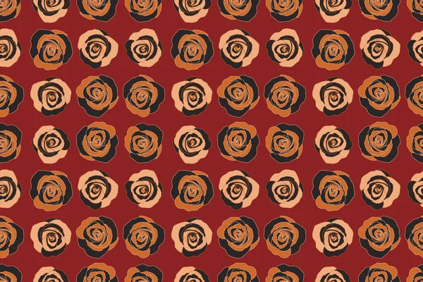 Braune Graue Und Rote Rosen Florales Nahtloses Muster — Stockfoto