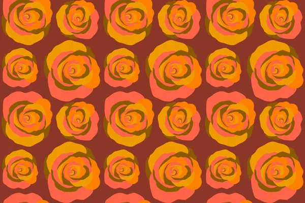 Patrón Floral Sin Costuras Rosas Variopintas Sobre Fondo Marrón Con —  Fotos de Stock